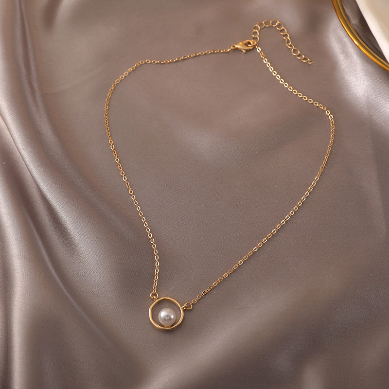 Niche Design Geometric Imitation Pearl Female Cold Wind Temperament Clavicle Necklaces