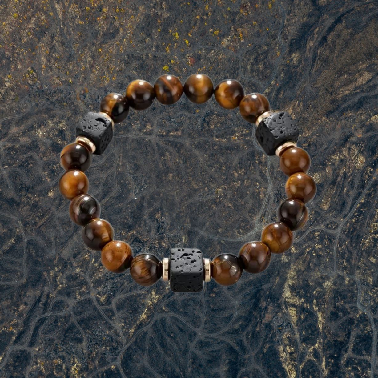 Trendy Beaded Black Geometric Round Beads Frosted Stone Bracelet