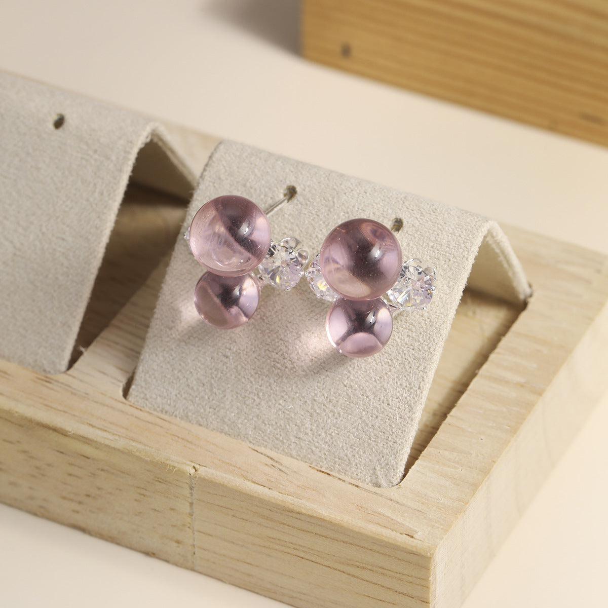 Transparent Bubble Zircon French Super Flash Niche Temperament Stud Earrings