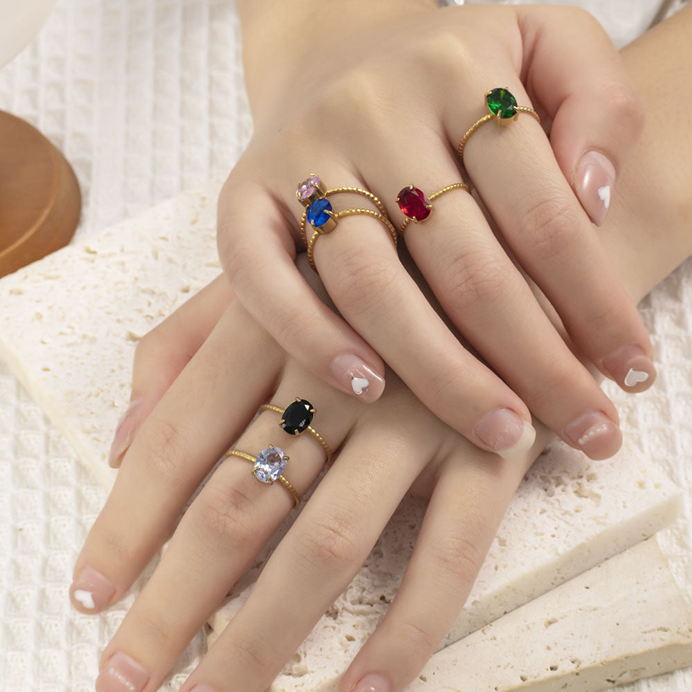 Women's Stainless Steel Zircon Niche High Sense December Birthday Stone Ring