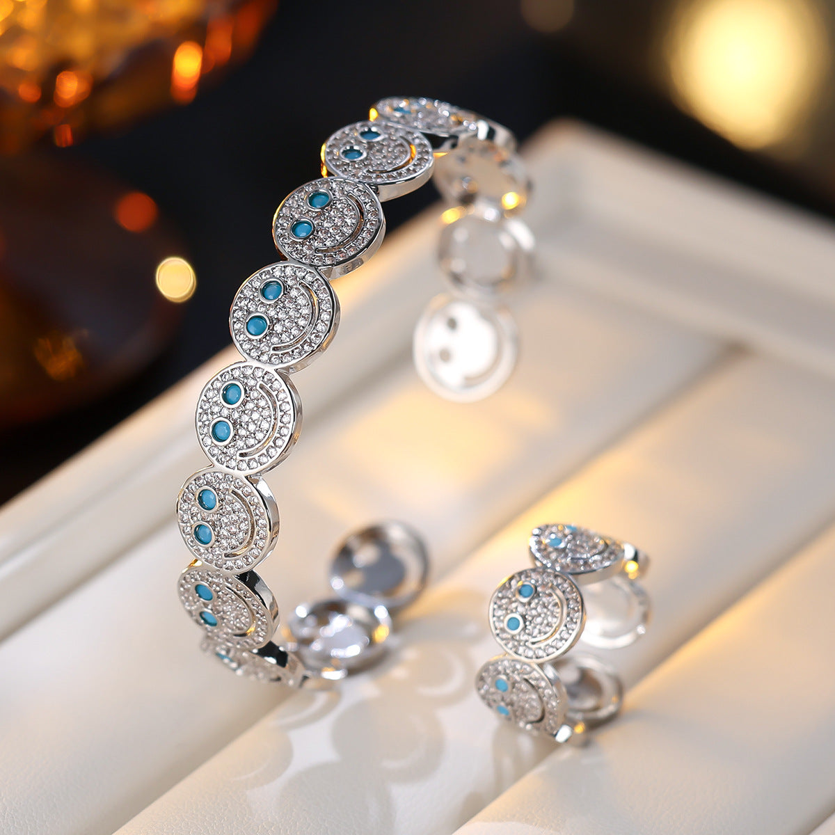 Simple Round Smiley Face Synthetic Zircon Bracelets