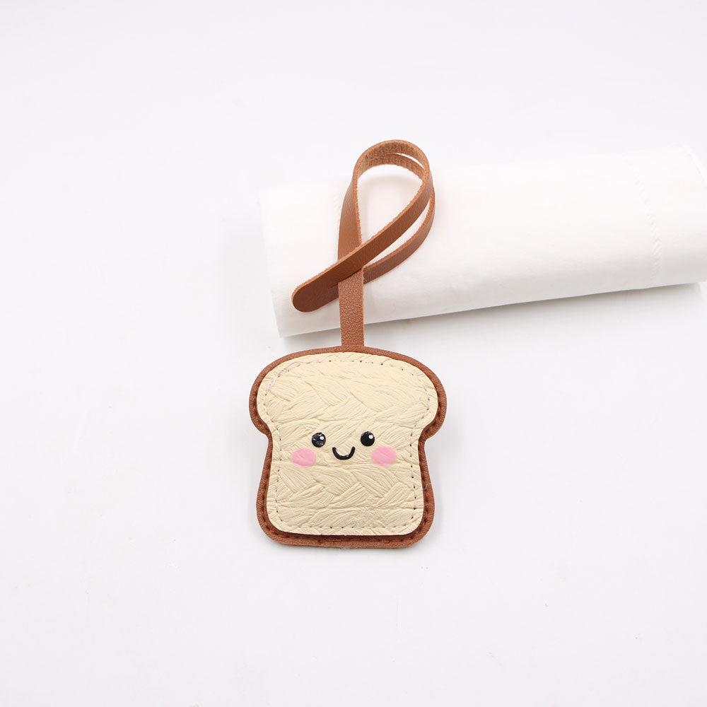 Personalized Toast Cute Expression Luggage Lanyard Leather Pendants