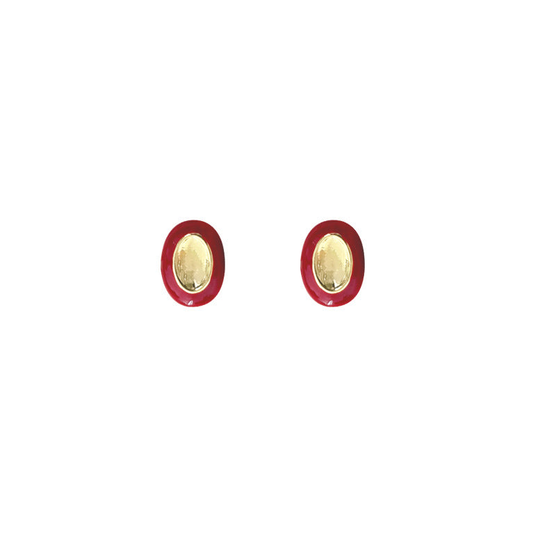 Women's Oval Bean-shaped Design High-grade Retro Simple Earrings