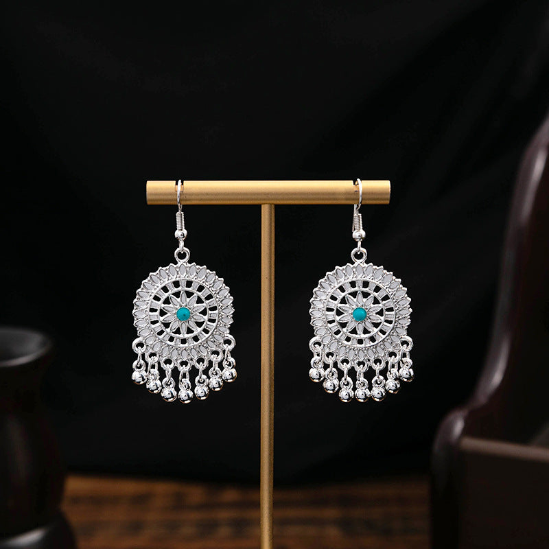 Miao Sier Colorful Long Feather Tassel Rings