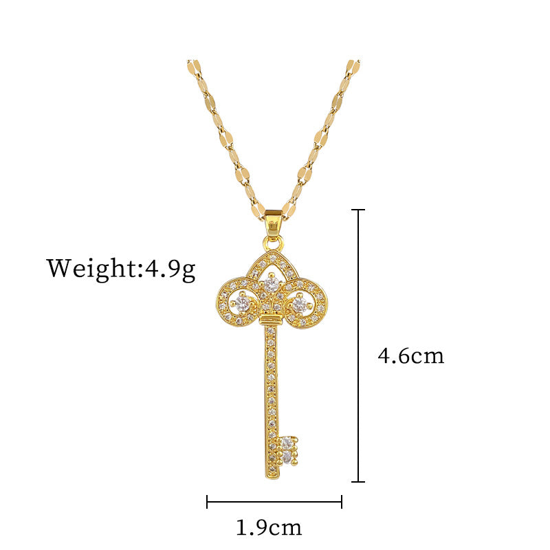 Steel Lucky Female Copper Micro Inlay Real Gold Plating Necklaces