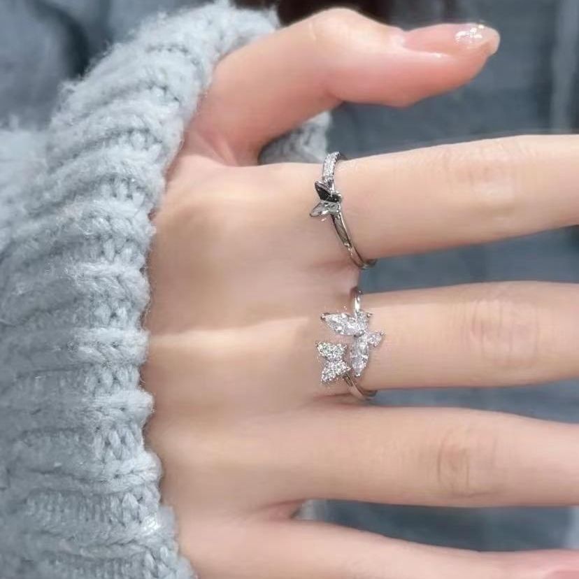 Refined Zircon Butterfly Simple Romantic Gentle Niche Ring