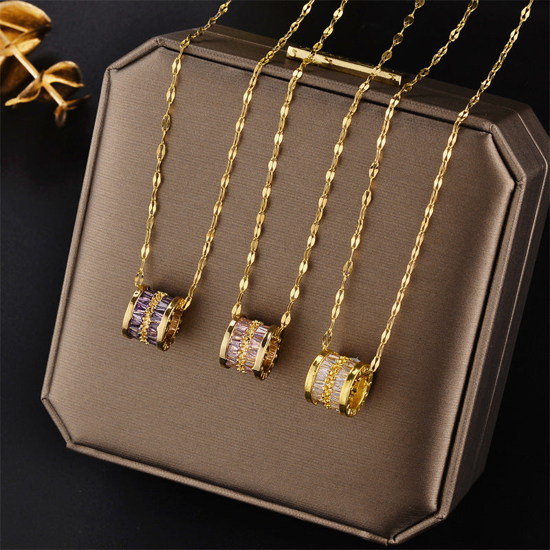 Women's Steel Gold Luxury Double Row Full Necklaces