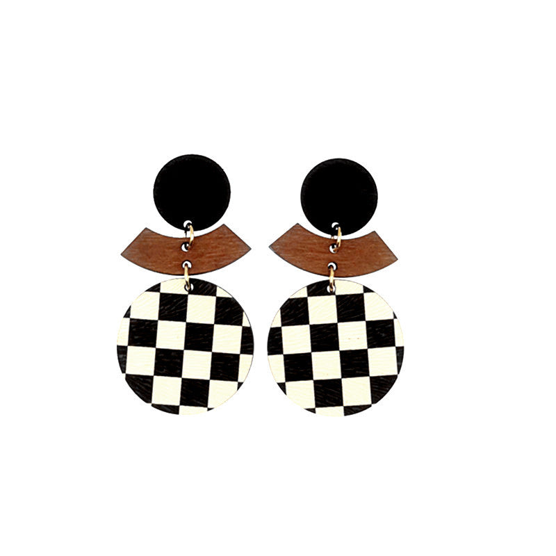 Patch Fashionable Simple Geometric Versatile Wooden Earrings