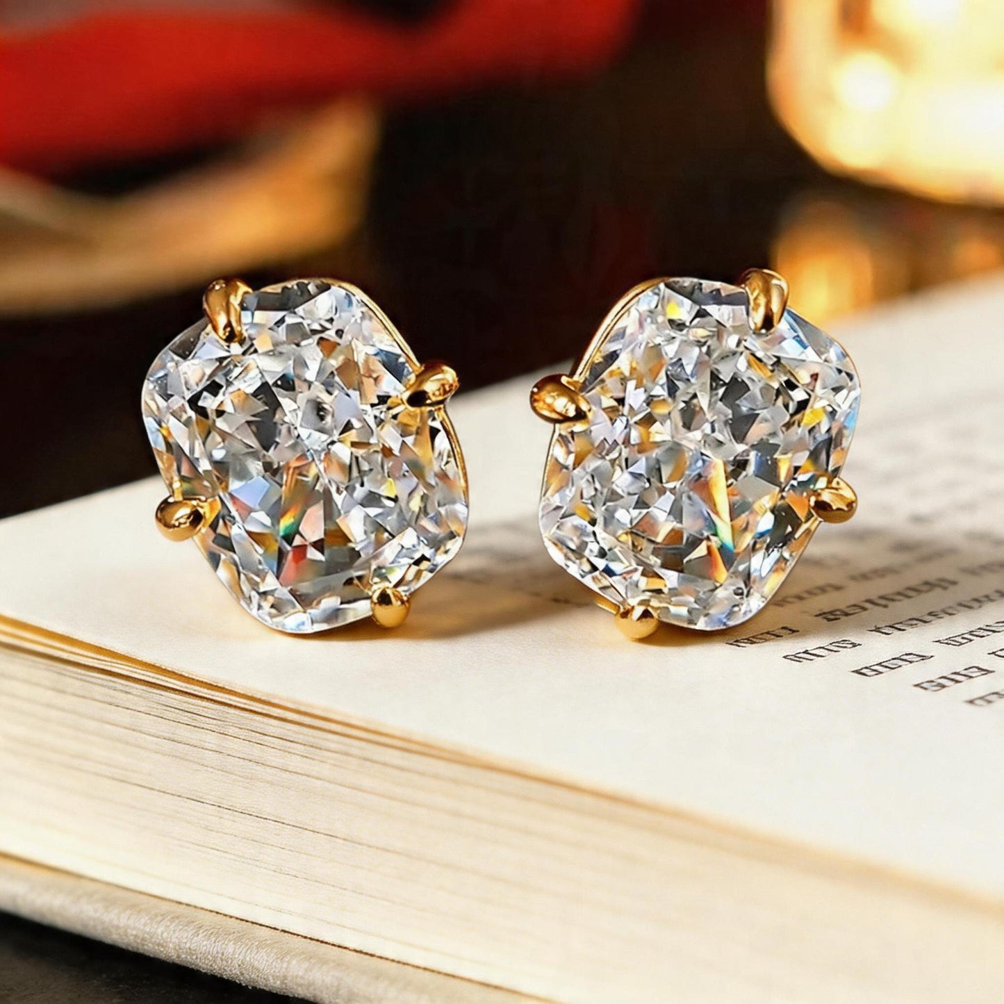 Fashion Pillow-shaped Cut Zircon Light Luxury Commuter Temperament Stud Earrings