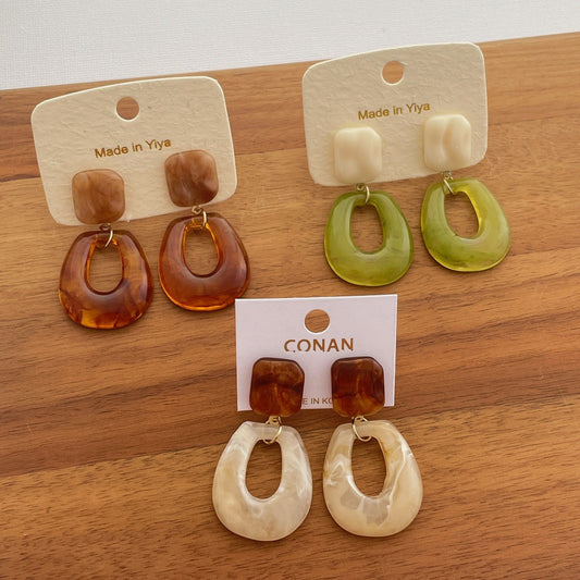 Geometric Simple Temperamental Square Contrast Color Earrings