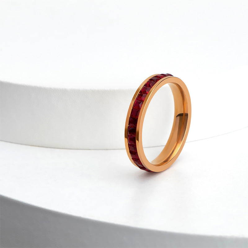 Personalized Color Female Titanium Steel Full Diamond Index Finger Ring