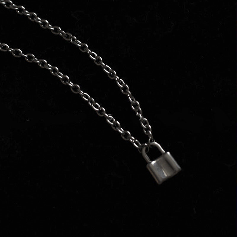 Men's Punk Titanium Steel Lock Head Stainless Necklaces