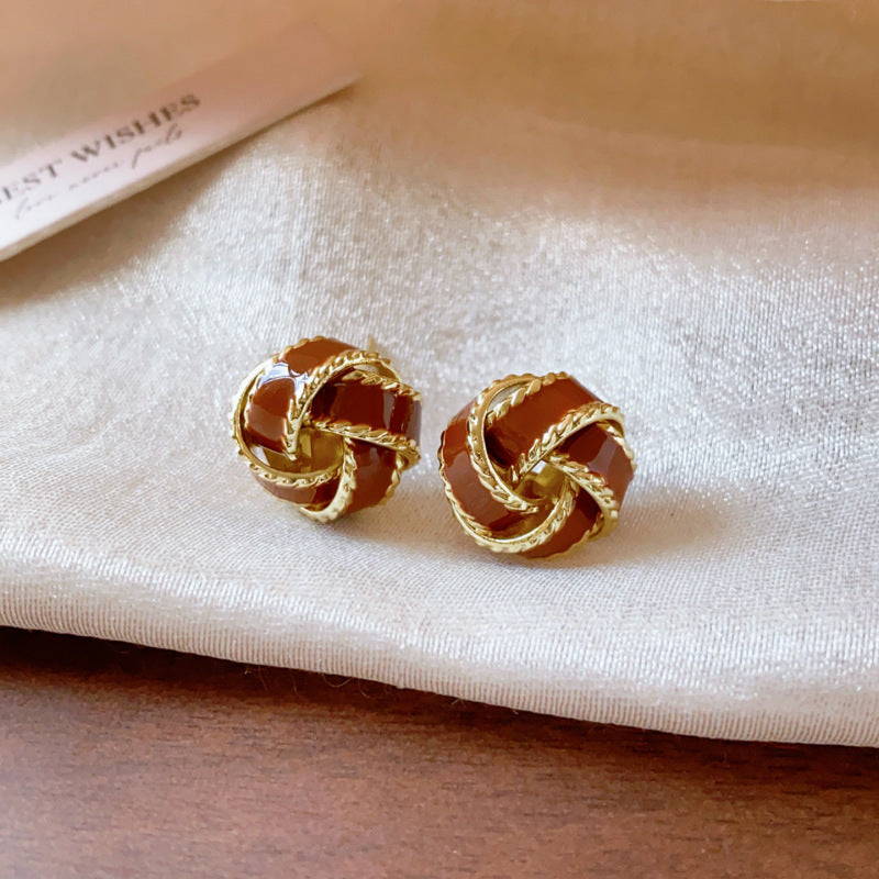 Women's Elegant Color Drip Glazed Twist Light Stud Earrings
