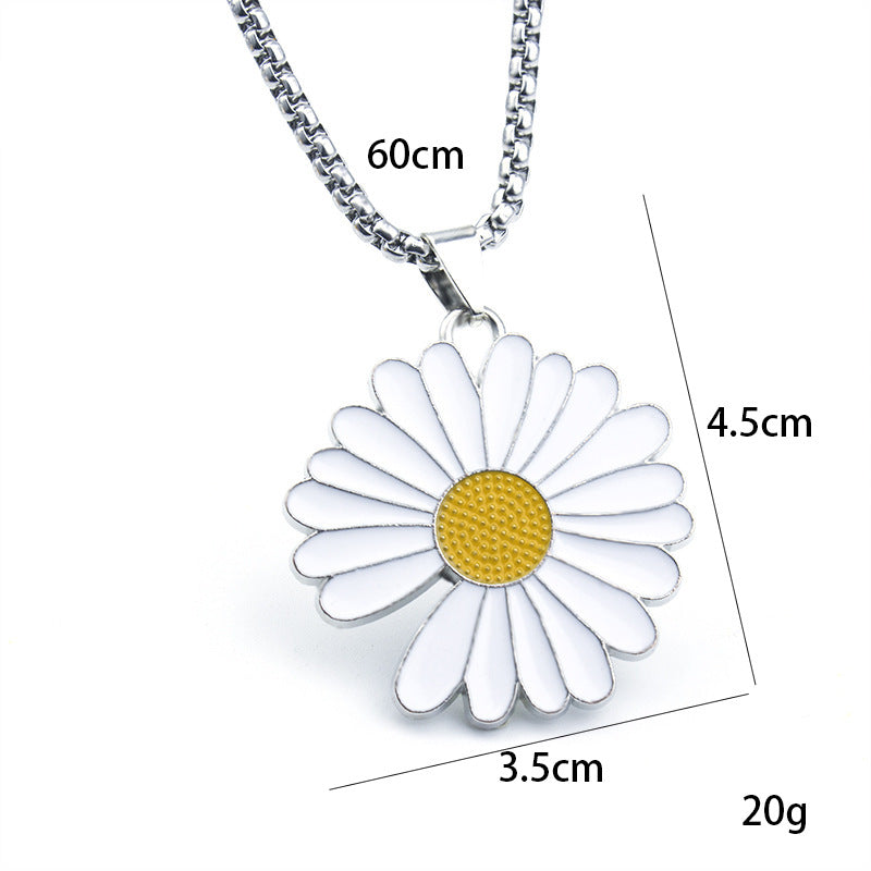 Daisy Titanium Steel Stainless Sunflower Male Female Necklaces