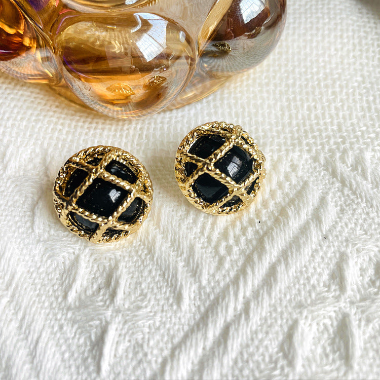 Female Middle Ancient Round Chinese Alloy Stud Earrings