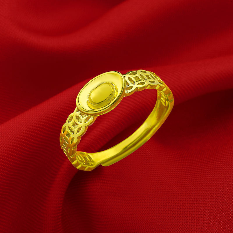 Gold Lucky Four-leaf Clover Opening Adjustable Rings
