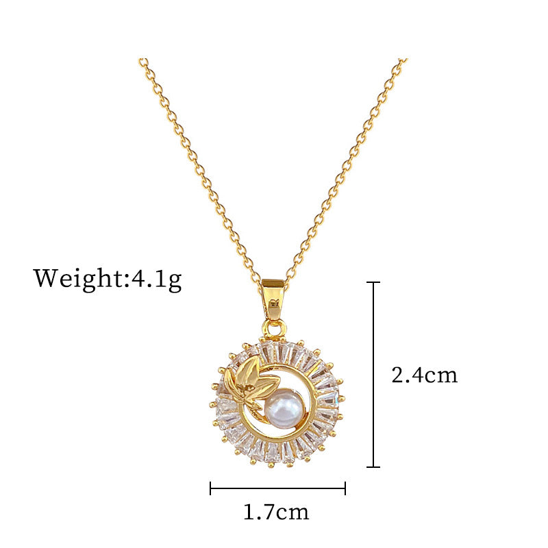 Steel Lucky Female Copper Micro Inlay Real Gold Plating Necklaces