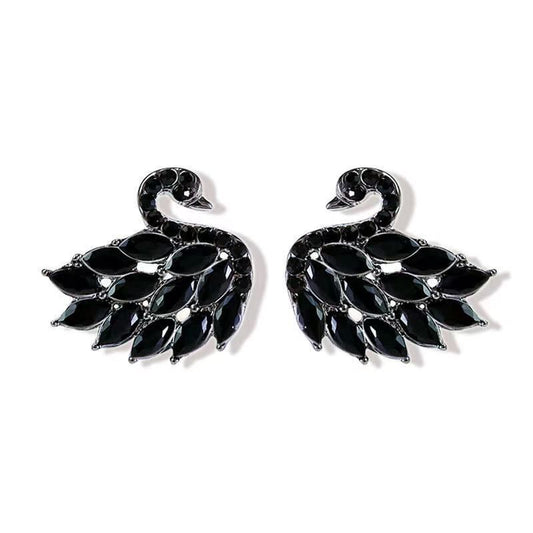 Sier Needle Black Swan Female Graceful Earrings