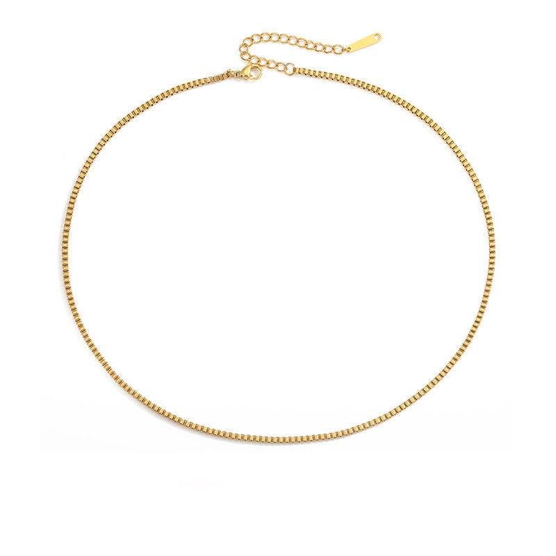 Simple Box Chain Clavicle Gold-plated Stainless Necklaces