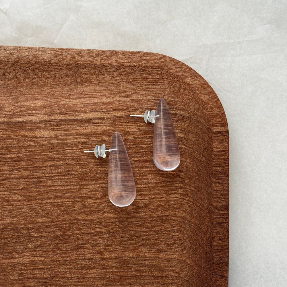 Water Drop Female Niche Commuter Transparent Resin Ball Ear Sier Earrings