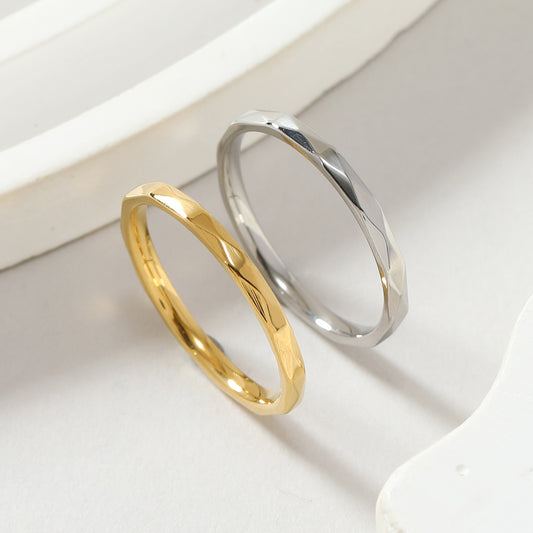 Stainless Steel Fashion Diamond Surface Simple Rings