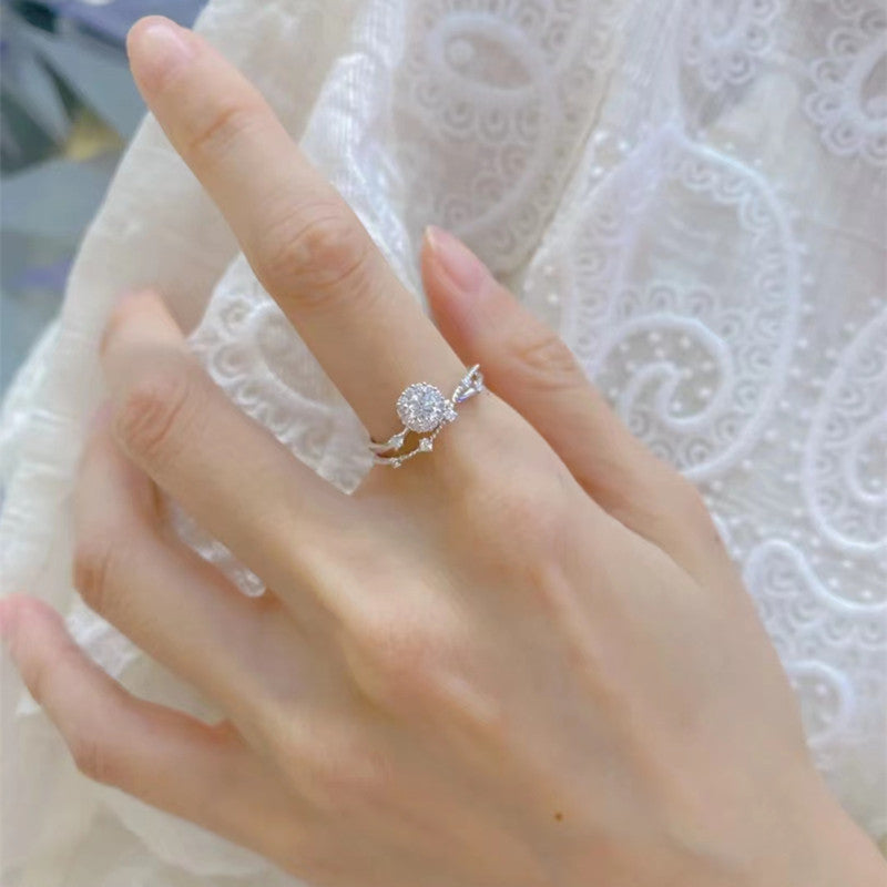 Karat Zircon Proposal Imitation Moissanite Diamond Opening Adjustable Affordable Luxury Rings