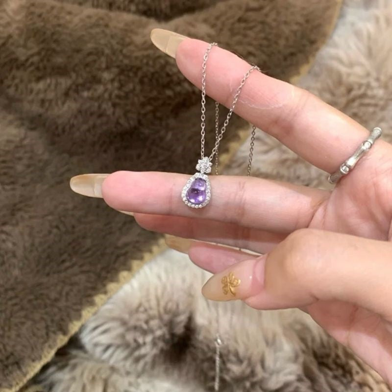 High Ice Chalcedony Buddha Titanium Steel Female Clavicle Necklaces