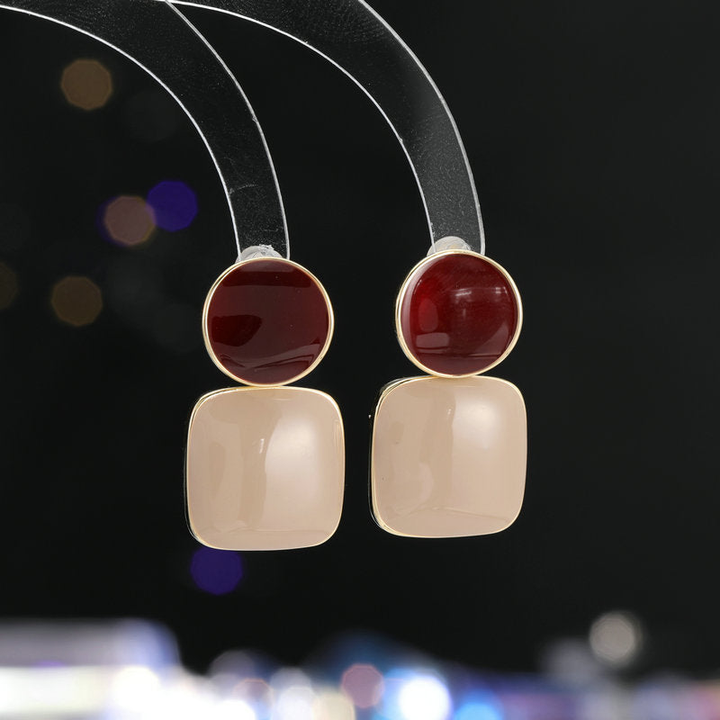 Fashion High-grade Geometric Square Drop Oil Earrings