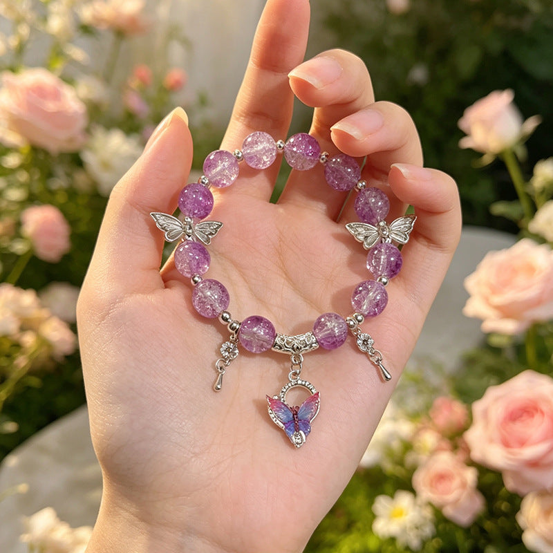 Colorful Butterfly Sweet Handmade Glass Beaded Good-looking Bracelet