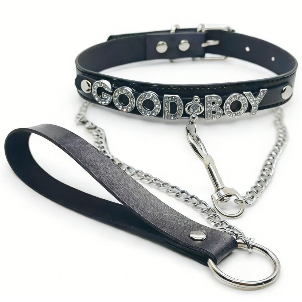 Women's Punk Black Leather Dark Sweet Cool Couple Collar