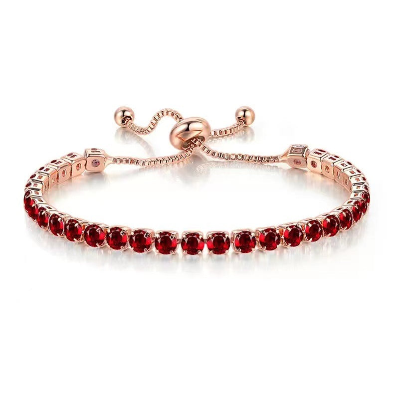Women's Round Single Row Full Diamond Adjustable Bracelets