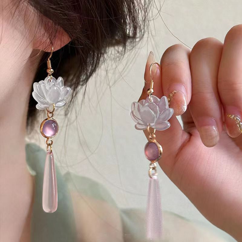 Opal Water Drop Han Clothing Ancient Ear Hook