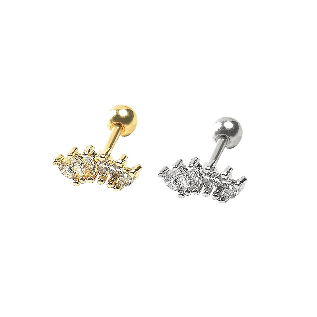 Inlaid Nail Straight Rod Stainless Steel Stud Earrings