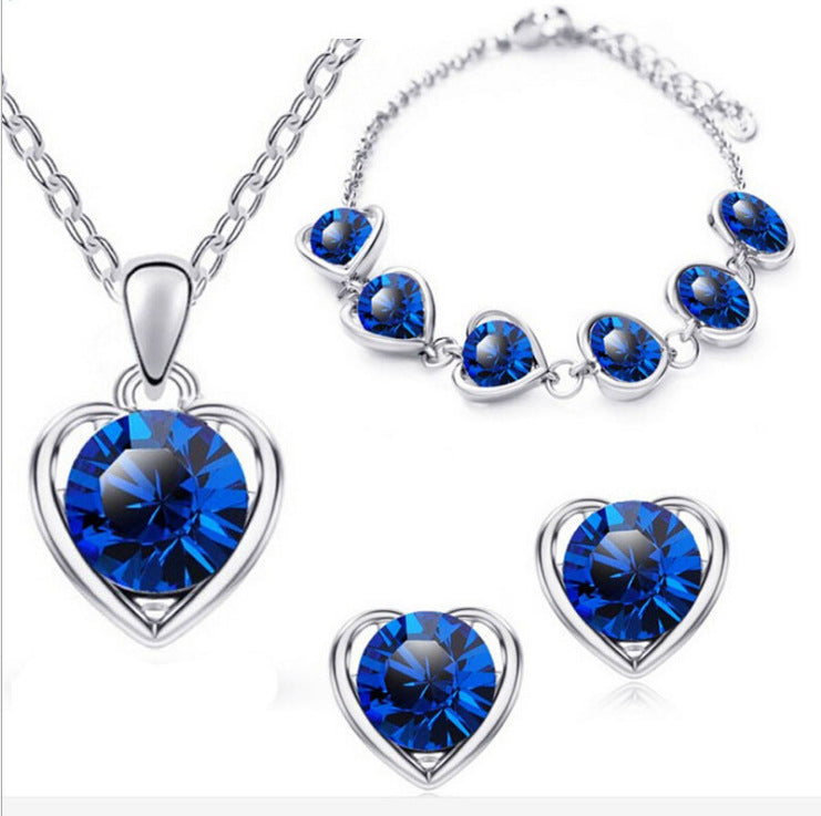 Stylish Durable Fashion Crystal Heart-shaped Heart Jewelry Set