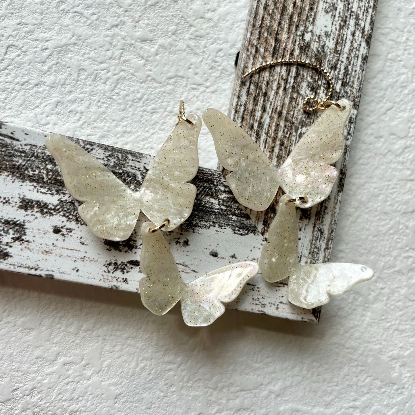 Micro Flash Fairy Butterfly White Three-dimensional Fantasy Magic Color Earrings