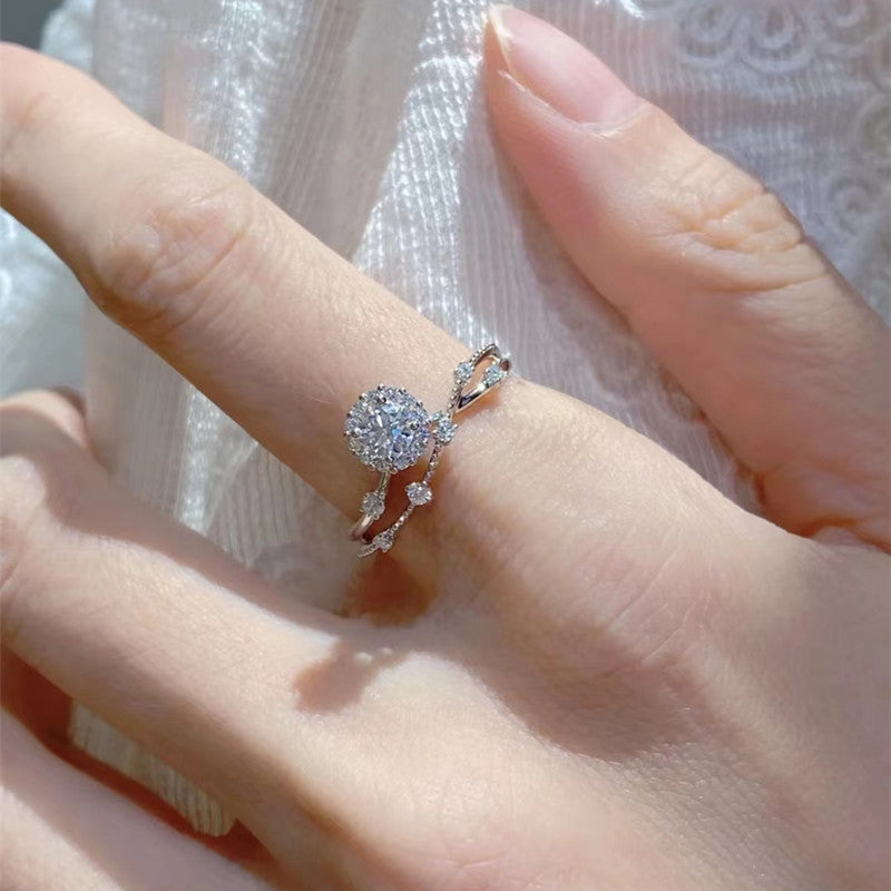 Karat Zircon Proposal Imitation Moissanite Diamond Opening Adjustable Affordable Luxury Rings