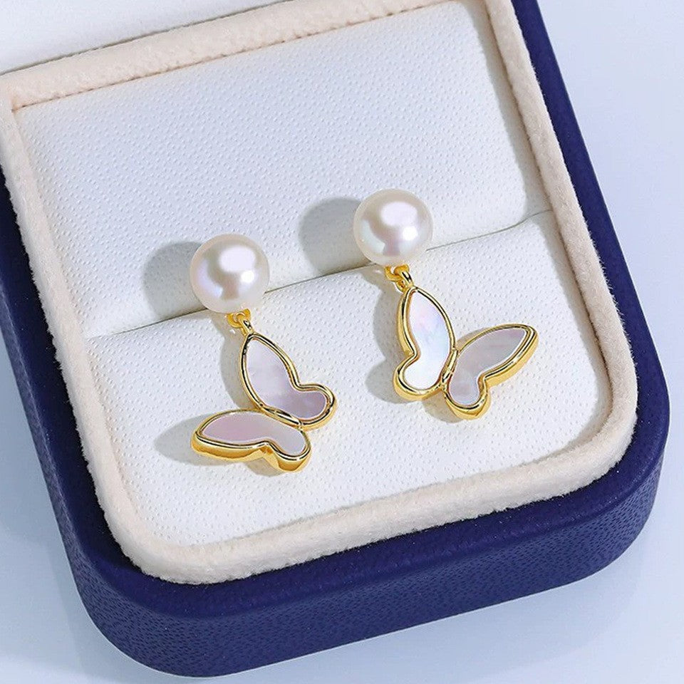 Freshwater Pearl Ear Sier Needle Light Luxury High-grade Fritillary Earrings