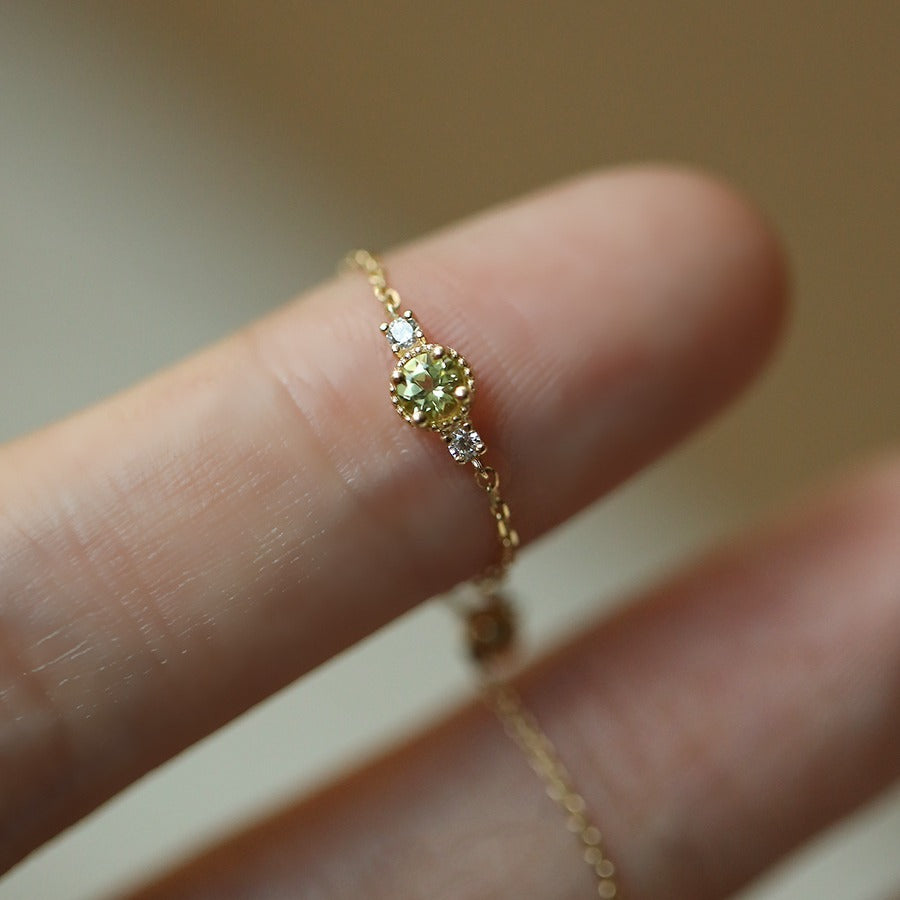 Plated Olive Zircon Chain Adjustable Soft Female Minority Rings