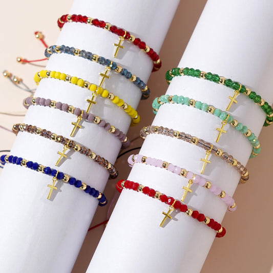 Bohemian Style Crystal Beads Cross Light Bracelets