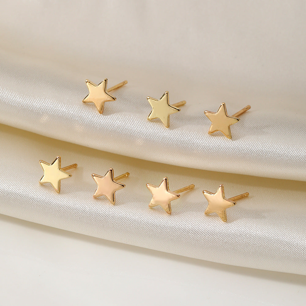 Commuter One-line Five-pointed Star Metal Set Rings