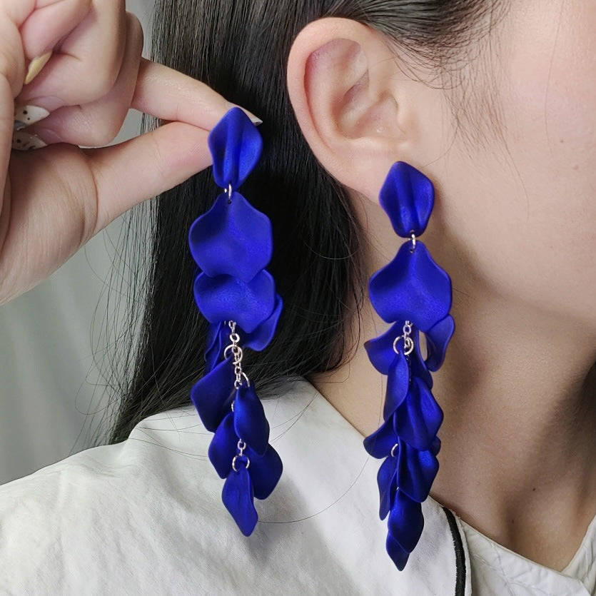 Women's Fashion Personality Tassel Petals Candy Color Design Earrings