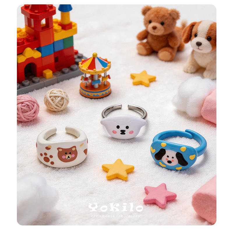 Niche Dopamine Animal Handmade Dripping Oil Cold Enamel Hand Ring