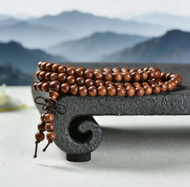 Women's & Men's Peach Wood Deep Wild Materials Peace Beads Body Bracelets