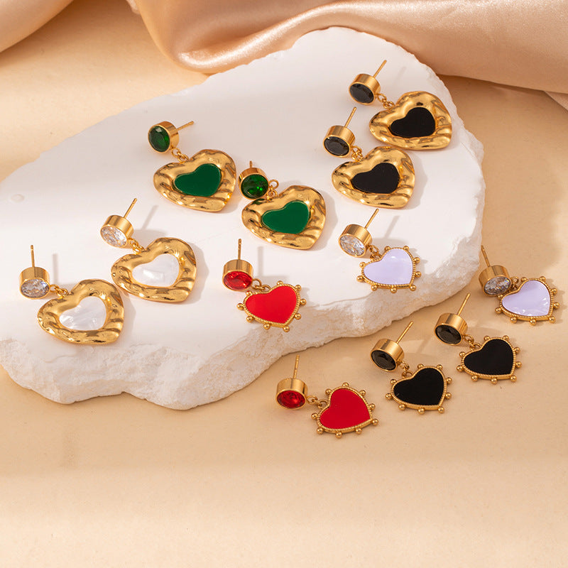 Retro Personalized Heart-shaped Titanium Ear Light Luxury High Rings