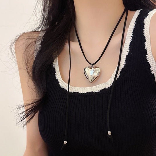 Women's Fashion Pull Adjustable Heart-shaped Simple Personality Necklaces