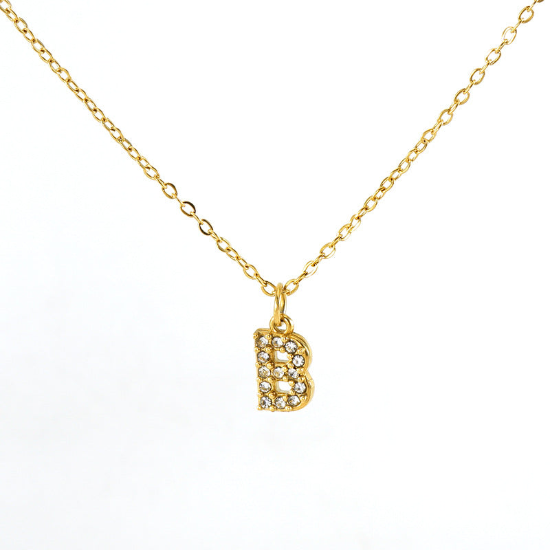 Women's Diamond Small Letter Simple Clavicle Chain Necklaces