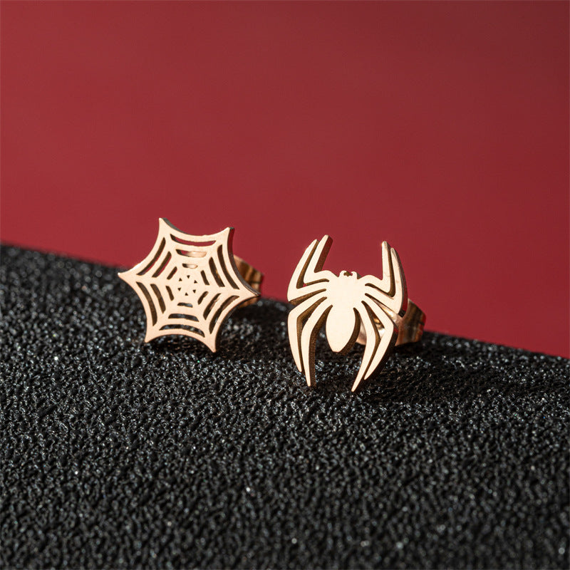 Asymmetric Niche Temperament Stainless Steel Halloween Earrings