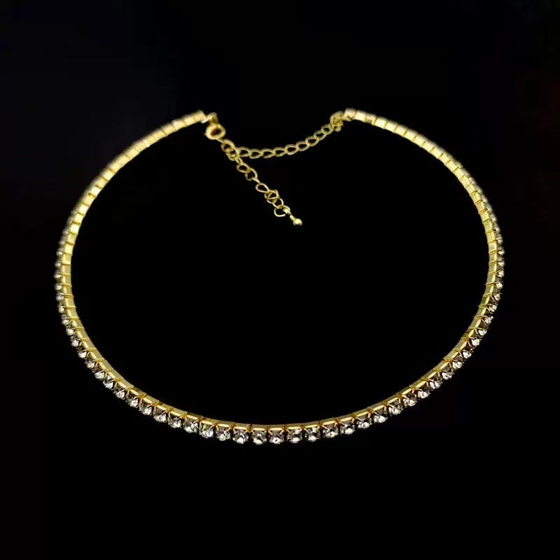 Wedding Fashion Row Rhinestone Geometric Collar Jewelry Set
