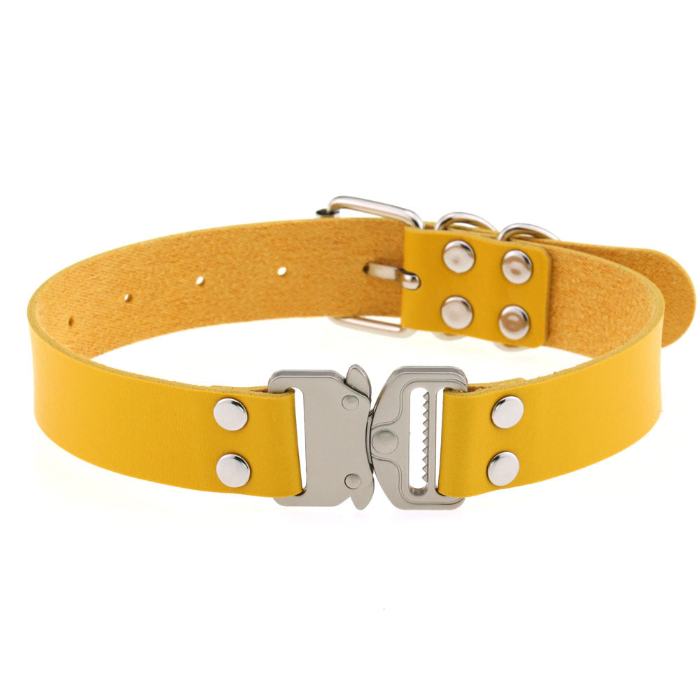 Simple Release Buckle Clavicle Creative Classic Pin Leather Collar