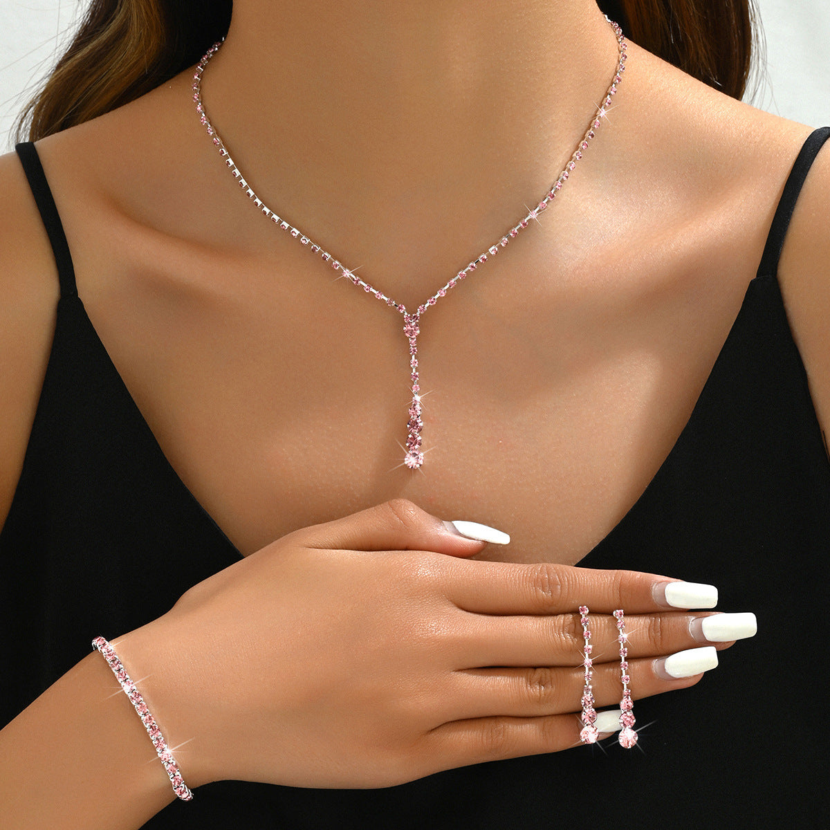 Simple Popular Ear Single Row Stretch Jewelry Set